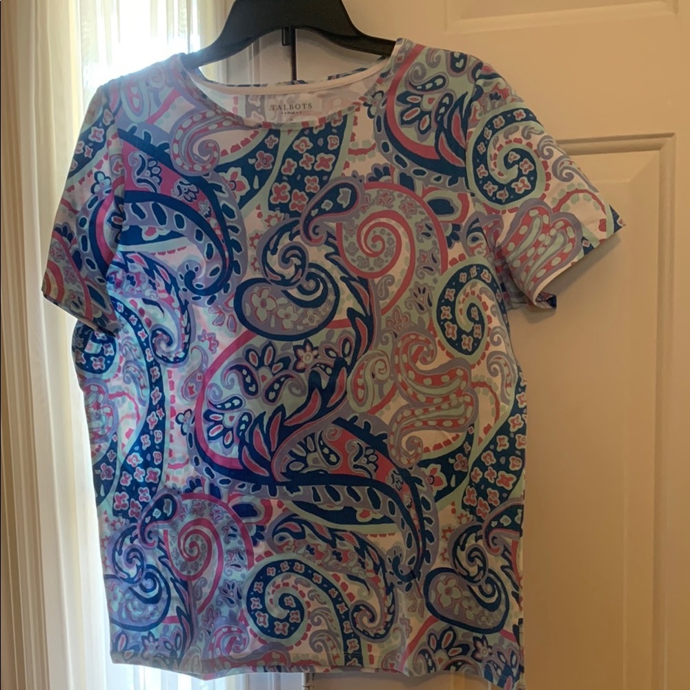 Talbots Multicolor Paisley Short Sleeve Tee 1X